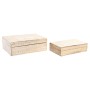 Set de boîtes décoratives DKD Home Decor Marron Blanc Bois de manguier 25 x 17 x 8 cm (2 Unités)