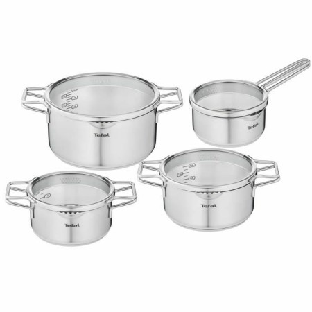 Set de Cazos Tefal H852S855 Con Tapa 4 Piezas Acero Inoxidable Vidrio