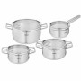 Set de Cazos Tefal H852S855 Con Tapa 4 Piezas Acero Inoxidable Vidrio