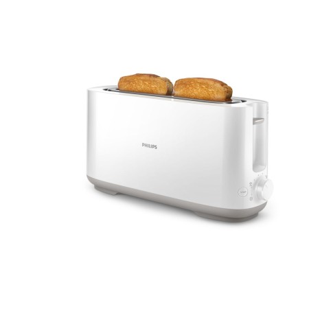 Tostadora Philips Tostadora de plástico con ranura larga y función para panecillos 950W Blanco 950 W