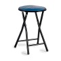 Taburete Plegable Vintage Azul Negro Metal PVC 30 x 45 x 30 cm