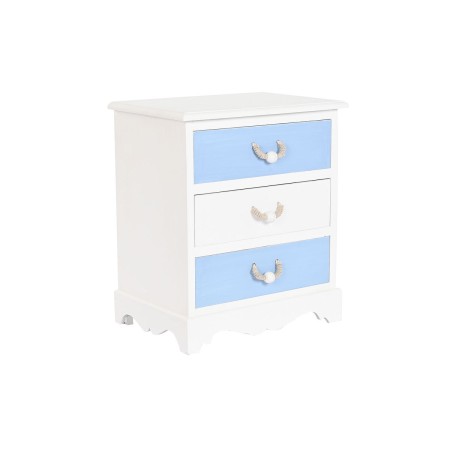 Table de Nuit DKD Home Decor 50 x 35 x 58 cm Corde Blanc Bleu ciel Blue marine Bois MDF