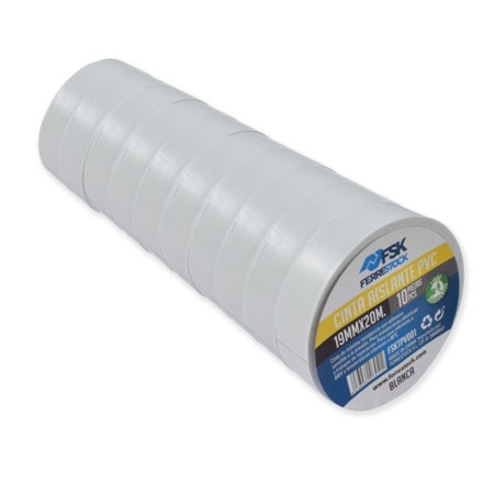 Ruban isolant Ferrestock 20 m x 19 mm Blanc 10 Unités