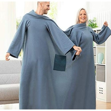 Couverture à Manche Double avec Poche Centrale Doublanket InnovaGoods IG815035 Bleu (Reconditionné A)