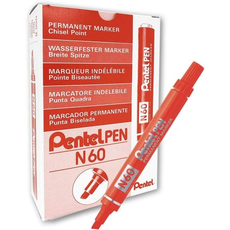 Marqueur permanent Pentel N60 Rouge (12 Unités)