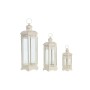 Farolas DKD Home Decor 23 x 20 x 55 cm Acabado envejecido Cristal Blanco Hierro Shabby Chic