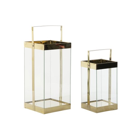 Farolas DKD Home Decor Cristal Dorado Metal 18 x 18 x 35 cm