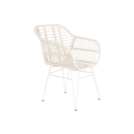 Silla de Jardín DKD Home Decor Metal ratán sintético Blanco (57 x 62 x 81 cm)