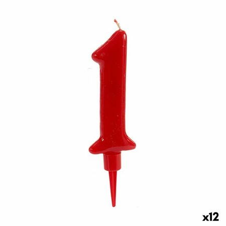 Bougie Rouge Anniversaire Numéro 1 (12 Unités)