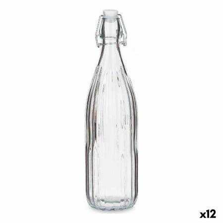 Bouteille Rayures 1 L Métal Transparent verre (12 Unités)