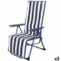 Tumbona Aktive Blanco Azul marino Reclinable A rayas 147 x 70 x 48 cm (2 Unidades)