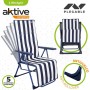 Tumbona Aktive Blanco Azul marino Reclinable A rayas 147 x 70 x 48 cm (2 Unidades)