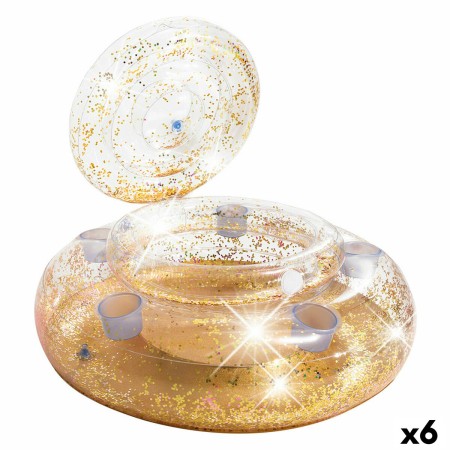 Glacière gonflable flottante Intex Or Paillettes 74 x 33 cm (6 Unités)