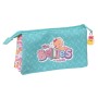 Trousse Fourre-Tout Triple The Bellies Violet Turquoise Blanc 22 x 12 x 3 cm