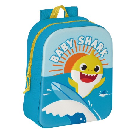 Mochila Escolar Baby Shark 3D Azul 22 x 27 x 10 cm