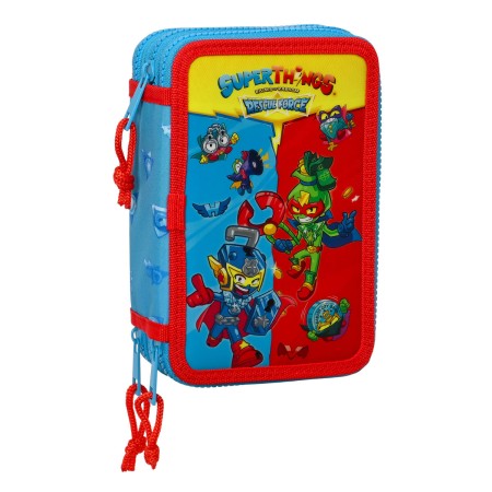 Plumier Triple SuperThings Rescue force 12.5 x 19.5 x 5.5 cm Azul (36 Piezas)