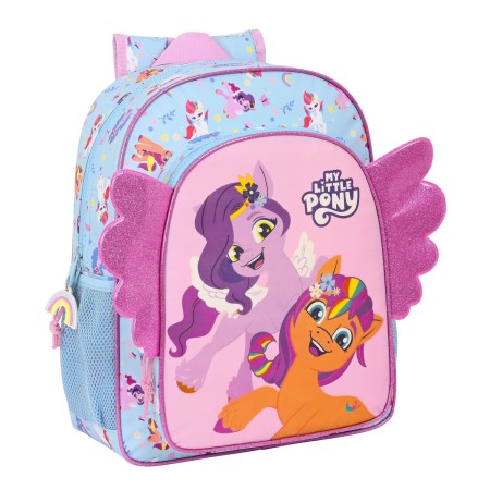 Mochila Escolar My Little Pony Wild & free 32 x 38 x 12 cm Azul Rosa