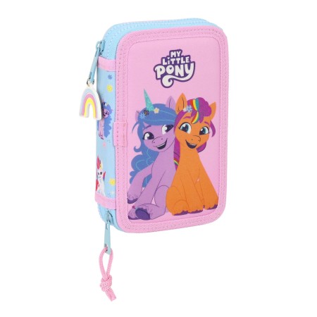 Plumier Doble My Little Pony Wild & free 12.5 x 19.5 x 4 cm Azul Rosa (28 piezas)