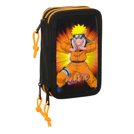 Pochette à crayons triple Naruto 12.5 x 19.5 x 5.5 cm Noir Orange (36 Pièces)