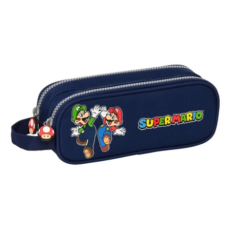 Trousse Fourre-Tout Double Super Mario Blue marine 21 x 8 x 6 cm