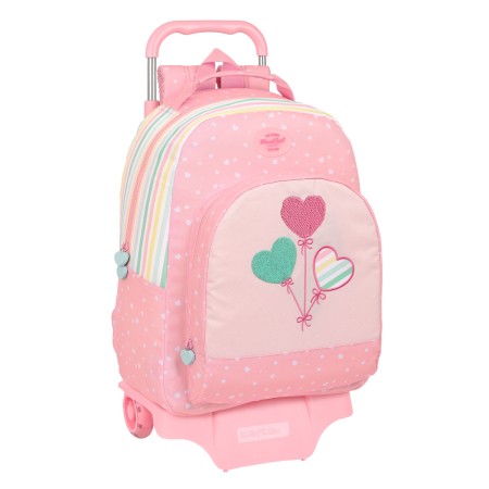 Mochila Escolar con Ruedas BlackFit8 Globitos Rosa 32 x 42 x 15 cm