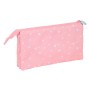 Trousse Fourre-Tout Triple BlackFit8 Globitos Rose 22 x 12 x 3 cm