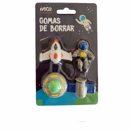 Set de Gomas de Borrar Inca  Astronauta Nave Espacial 4 Piezas