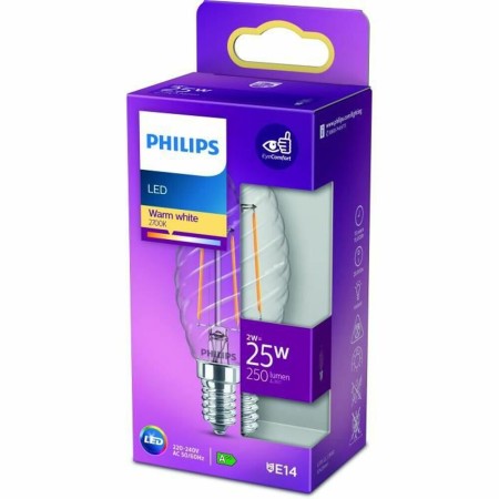 Bombilla LED Vela Philips Classic Twisted 25 W E14 2 W E (2700k)