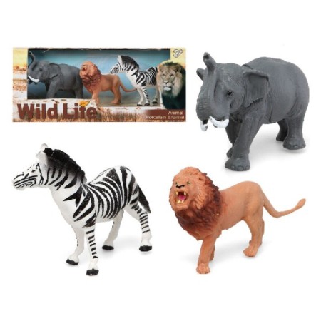 Set Animaux Sauvages Eléphant Lion Zèbre (3 pcs)