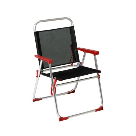 Chaise de Plage Rouge Noir Aluminium 22 mm (52 x 56 x 80 cm)