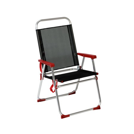 Chaise de Plage Rouge Noir Aluminium 22 mm (52 x 56 x 92 cm)