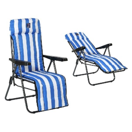 Chaise de plage Acier Bleu / Blanc (77 x 58 x 106 cm)