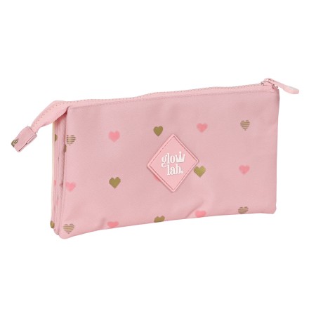 Trousse Fourre-Tout Triple Glow Lab Hearts Rose 22 x 12 x 3 cm