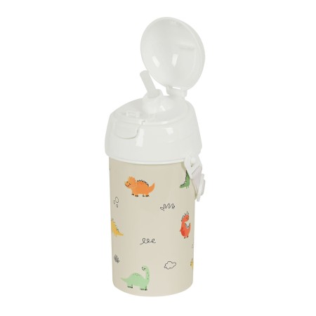 Botella con Tapa y Pajita Safta Dinos Crema PVC 500 ml