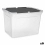 Boîte de rangement avec couvercle 48 L Transparent Anthracite (6 Unités)