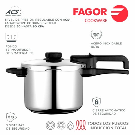 Marmites Express FAGOR Acier 6 L Argenté (Reconditionné B)