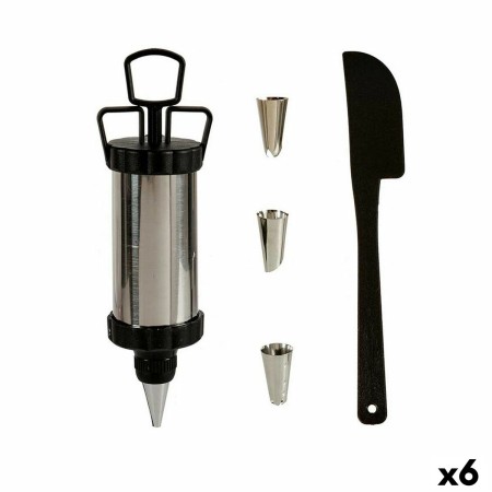 Poche à douille pour pâtisserie Lot Noir Argenté Acier inoxydable Plastique (6 Unités)