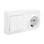 Base de enchufe Solera mur36u Schuko Bipolar Doble Interruptor/Conmutador Obturador Blanco Superficie 16 A