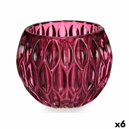 Portavelas Hexágonos Rosa Cristal 11 x 9 x 11 cm (6 Unidades)