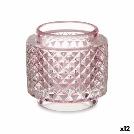 Bougeoir Rose verre 7,5 x 7,5 x 7,5 cm (12 Unités)