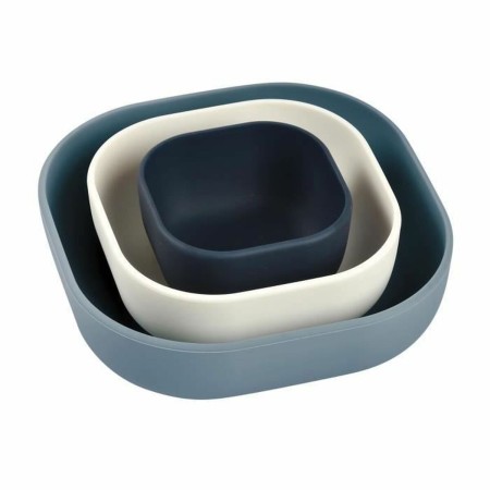 Ensemble de récipients pour aliments pour bébés Béaba Bleu Silicone 3 Pièces
