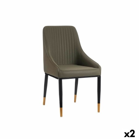 Fauteuil Rayures Noir Gris Acier 51 x 92 x 65 cm (2 Unités)