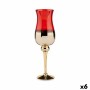 Bougeoir Verre Rouge Doré 13 x 45 x 13 cm (6 Unités)