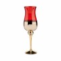 Bougeoir Verre Rouge Doré 13 x 45 x 13 cm (6 Unités)