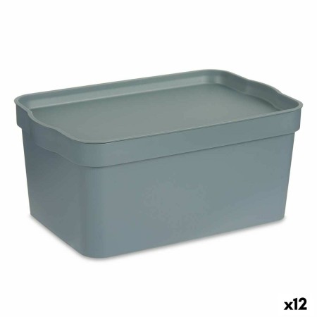 Boîte de rangement avec couvercle Gris Plastique 7,5 L 21 x 14,2 x 32 cm (12 Unités)