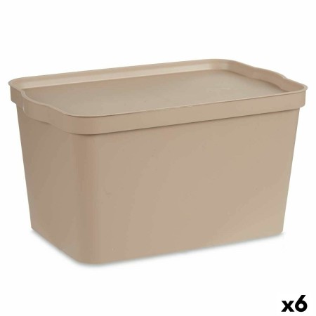 Boîte de rangement avec couvercle Beige Plastique 24 L 29,3 x 24,5 x 45 cm (6 Unités)