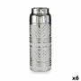 Vase Cylindre Rayures Argenté Céramique 10,5 x 30 x 10,5 cm (6 Unités)