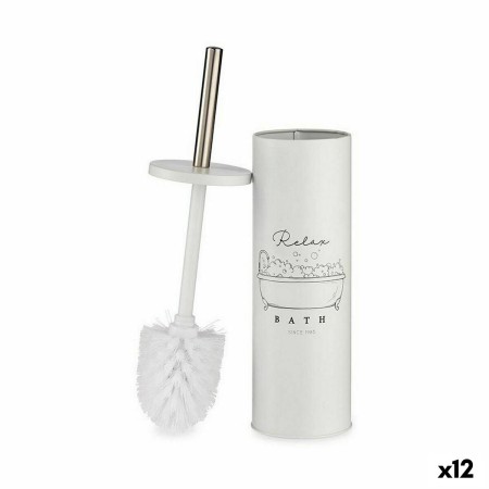 Brosse de salle de wc Relax Bath Blanc Noir Acier Plastique 9,5 x 37,5 x 9,5 cm (12 Unités)