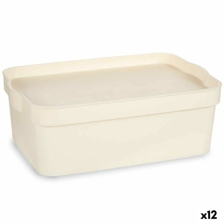 Boîte de rangement avec couvercle Crème Plastique 6 L 21,5 x 11 x 31,5 cm (12 Unités)