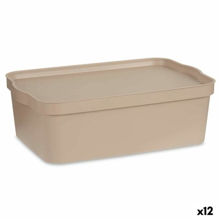 Boîte de rangement avec couvercle Beige Plastique 14 L 29,5 x 14,5 x 45 cm (12 Unités)